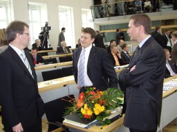 Konst. Sitzung des Landtages 2002, J. Bullerjahn, D. Gürth, J. Scharff
