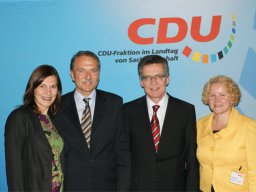 CDU-Fraktion Mediennacht 2010, S. Hietel, J. Scharf, Th. de MaizièreA. Reppin
